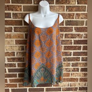 CAbi Orange Camisole Top with Paisley Print